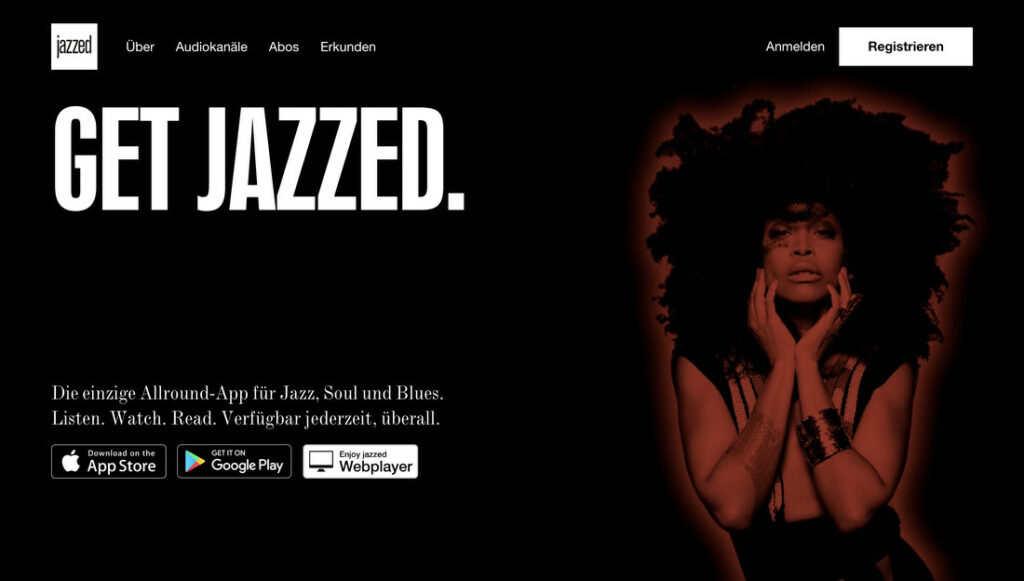 Anzeige zu der Allround-App "Jazzed" für Jazz, Soul und Bluse Musik.